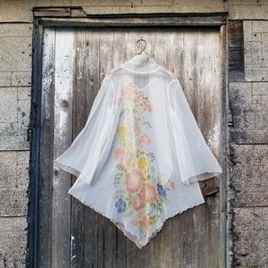 Vintage 50s 60s Floral Chiffon Cocktail Dress
